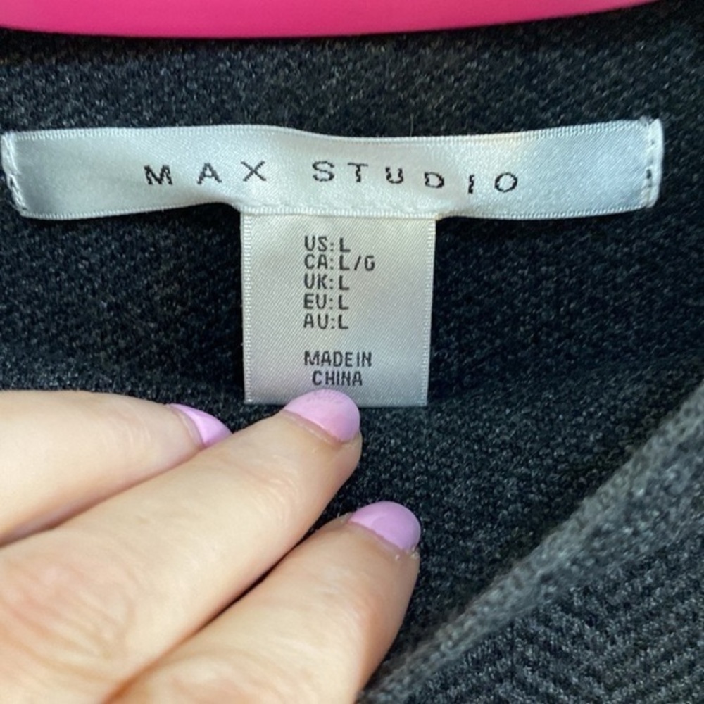 Max Studio Mock Turtleneck Sweater Dark Grey Womens Size Large Lightweight Fall - Picture 3 of 6